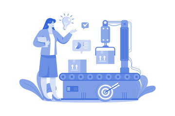 Factory Production Illustration concept Pr white background