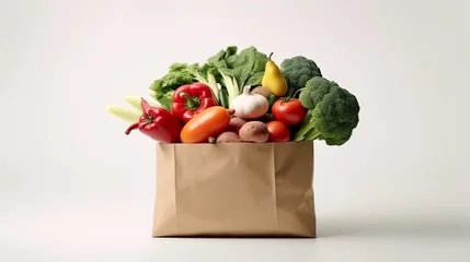 Wandcirkels aluminium Paper bag with vegetables and fruits © achmad