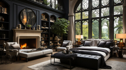 A luxury London home interior noon bedroom