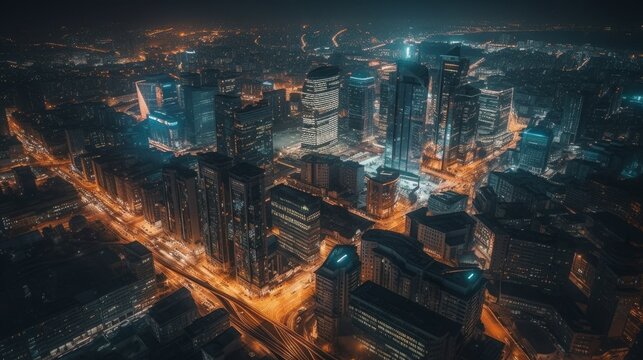 Silent Glow: Captivating Urban Nightscapes in a Vibrant Metropolis, generative AI © Photo trailer 17