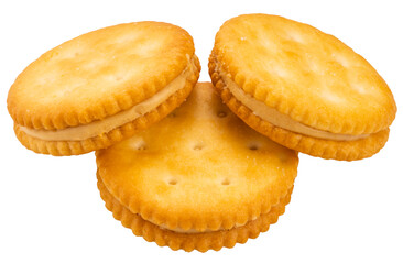 Peanut butter cracker on white background, Peanut butter snack isolate on white with PNG File..