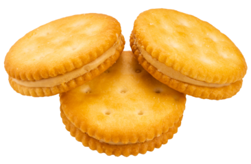 Peanut butter cracker on white background, Peanut butter snack isolate on white with PNG File..