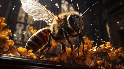 Vibrant Wildlife: Exploring the Intricate World of Insects and Flowers in Macro, generative AI