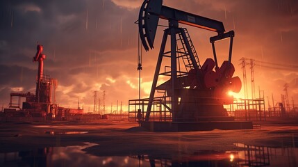Oil pump oil rig energy industrial machine for petroleum - obrazy, fototapety, plakaty