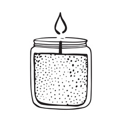 Doodle candle in a glass jar clipart cozy illustration