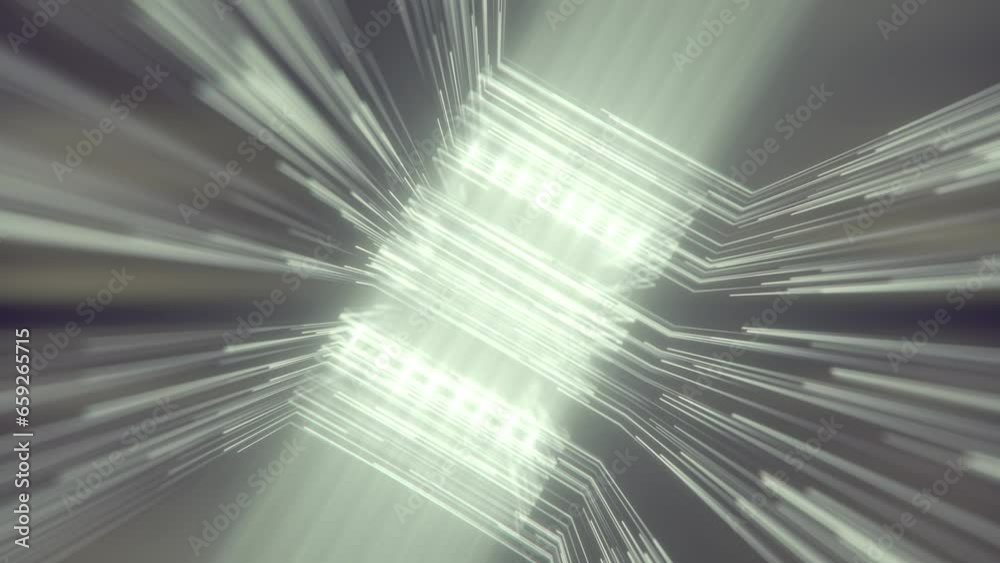 Fototapete 3d rendering flying neon stripes. abstract background. seamless loop animation