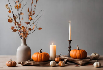 Naklejka na ściany i meble halloween pumpkin and pumpkins, pumpkins and leaves, pumpkins and gourds