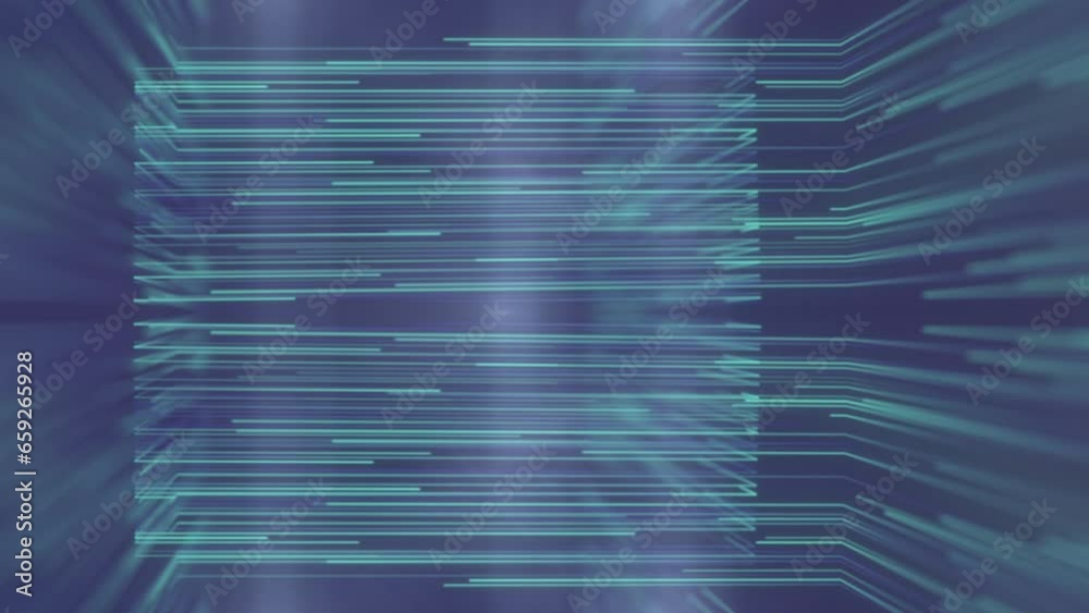 Poster Futuristic background with loop animation of bright light streams. 3d rendering
