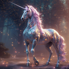 Majestic Unicorn in a Mystical Forest