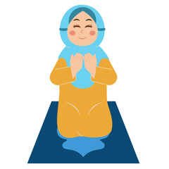 Cute Muslim Girl Is Praying Illustration
