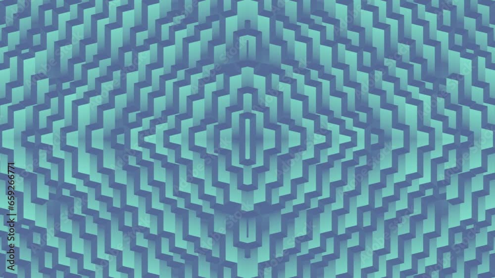 Poster Symmetrical background with loop animation geometric shapes. 3d rendering 4K