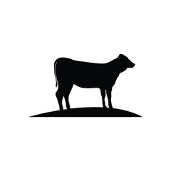 Cow Logo, Cattle Farm Vector, Silhouette Simple Minimalist Design Illustration, Symbol Template