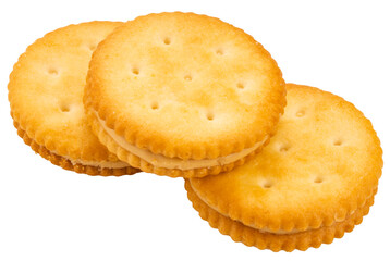 Peanut butter cracker on white background, Peanut butter snack isolate on white PNG File.