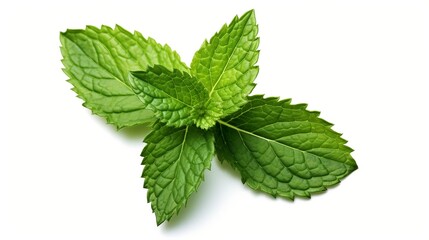 Fresh Mint leaves on white background