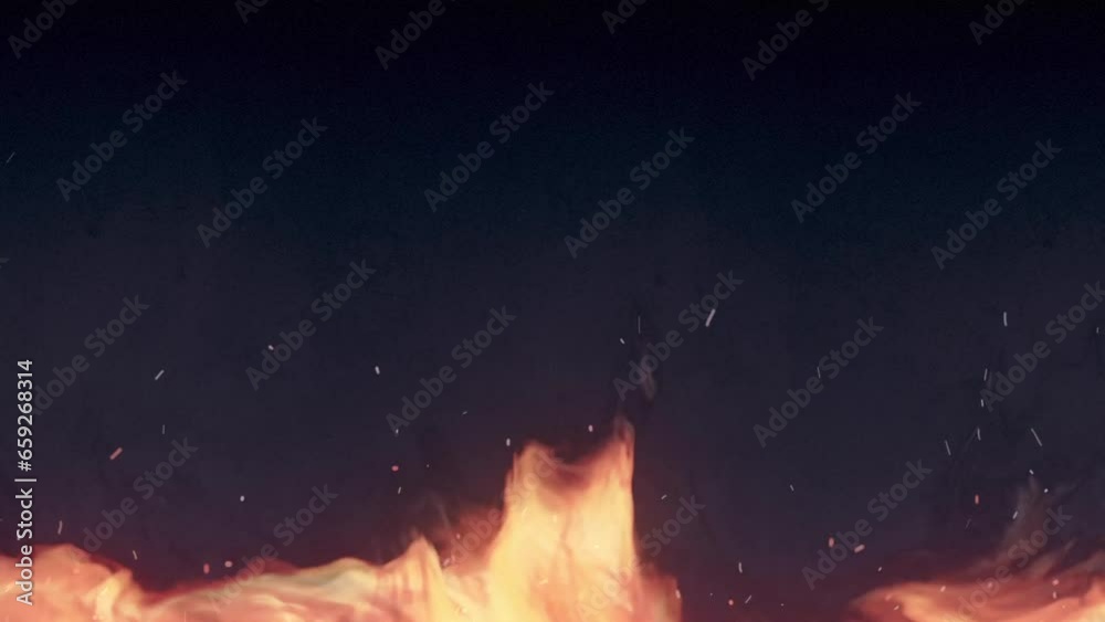 Aufkleber 3d rendering loop animation of flames on dark background HD
