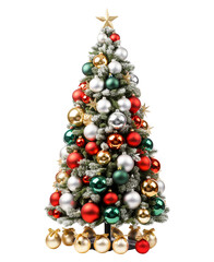 Christmas tree and gifts on white