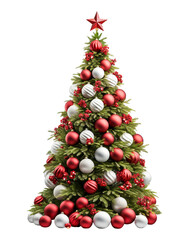 Christmas tree with red balls on white