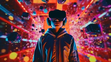 Metaverse Technology concepts, child play vr