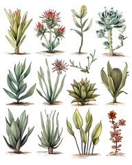 Illustration of Various Plants and Trees,set of plants,set of silhouettes of plants