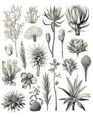 Illustration of Various Plants and Trees,set of plants,set of silhouettes of plants