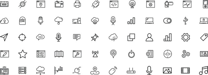Business and Finance web icons inline style. Money, bank, contact, infographic. Icon collection. Vector illustration.