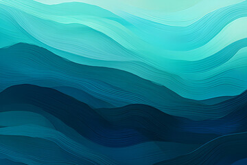 Horizontal Artistic Colorful Abstract Wave Background With Aqua Marine, Very Dark Blue and Pale Turquoise Colors. Can Be Used as Texture, Background or Wallpaper.