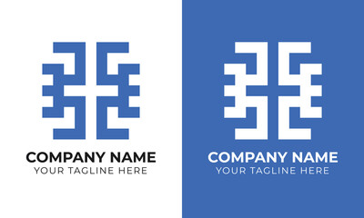Corporate modern minimal monogram abstract business logo design template