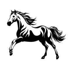 Horse Zebra Vector Jumping Black White Illustration Coloring Page 