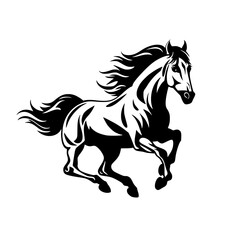 Horse Zebra Vector Jumping Black White Illustration Coloring Page 