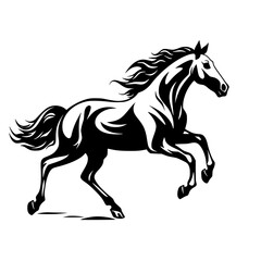 Horse Zebra Vector Jumping Black White Illustration Coloring Page 