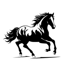 Horse Zebra Vector Jumping Black White Illustration Coloring Page 