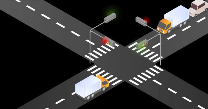 Vehicles stopped at traffic lights
