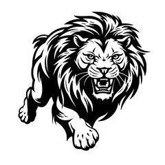 Obraz premium Lion Tiger Abstract Line art Illustration Logo Coloring Page Black White
