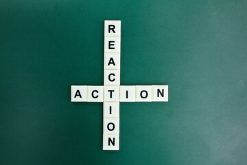letters of the alphabet with action and reaction words. the concept of action or reaction of...