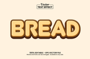 Editable text effect Bread 3d logo cartoon template style premium vector