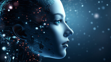 Obraz premium Amazing Abstract Technology Background with 3D Face Mask