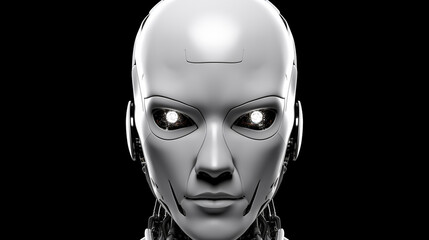 Perfect Artificial Intelligence as White Robot Cyber Face