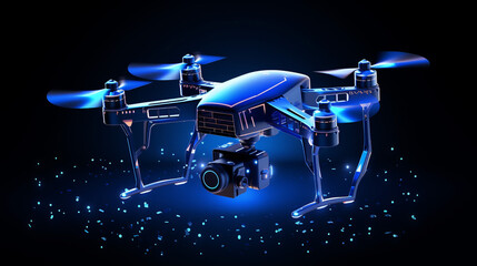 Amazing Digital Vector 3D Illustration of Drone with Camera