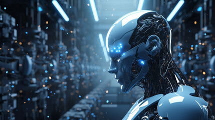 Smart Technology and Network Concept 3D Robot Illustration