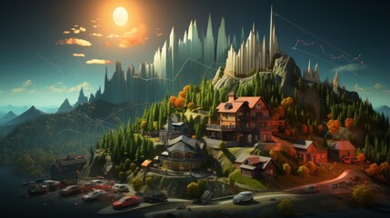 Serene Natural Masterpieces: Enchanting Vistas and Colorful Foliage Embrace the Outdoors, generative AI