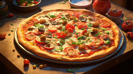 Fototapeta na wymiar Elegant Fresh Italian pizza