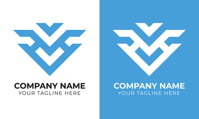 Modern minimal monogram business logo design template