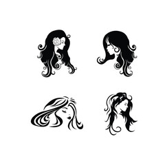 Set of elegant logos for beauty, fashion and hairstyle related businesses.