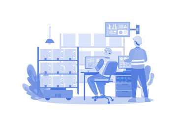 Automated Warehouse Management Illustration concept au white background