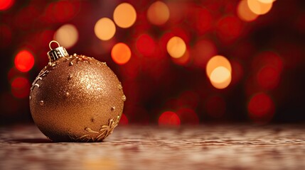Portrait gold Christmas ball with sparkle background Ai Generative