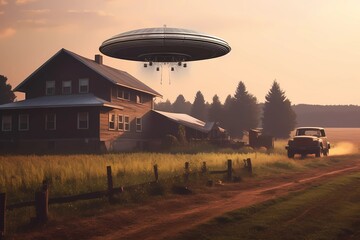 Close Encounter: Alien Spaceship Touches Down On A Farm