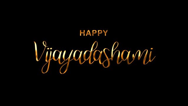 Happy Vijayadashami Text Animation on Gold Color. Great for Vijayadashami Celebrations, for banner, social media feed wallpaper stories