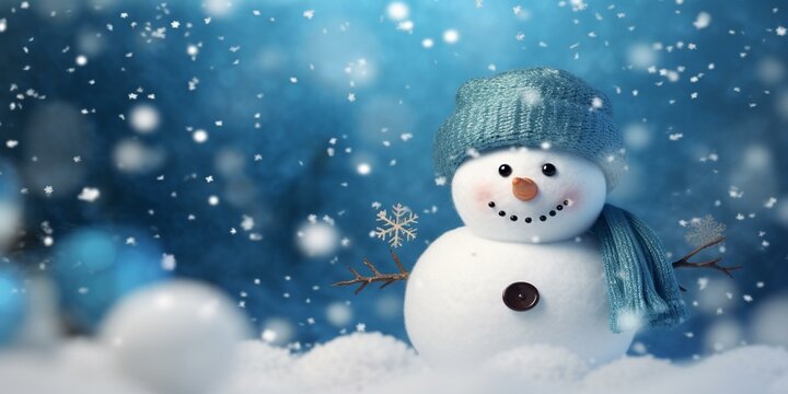 CHRISTMAS SNOWY WINTER SNOWMAN SNOWFLAKES FALLING BACKGROUND CINEMATIC