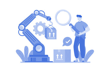 Production Monitoring Illustration concept Mo white background