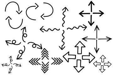 シンプルな手書きの矢印のベクターイラストセット